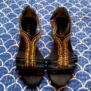 3 For $25! Black Comfy Beaded Sandals